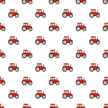 Red tractor pattern seamless vector Stock Illustration