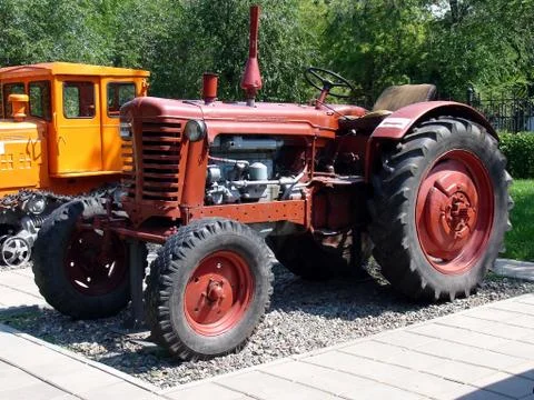 Red tractor Stock Photos