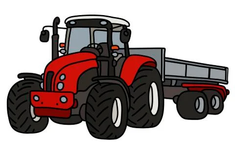 The red tractor with a trailer Stock Illustration