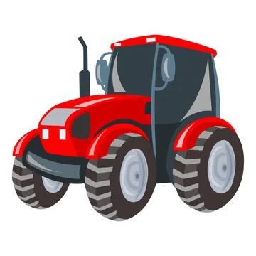 Red tractor on white background - vector image. Agriculture and rural concept Stock Illustration