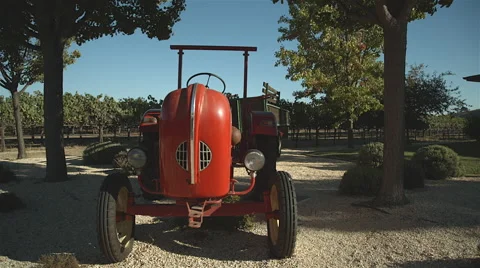Red tractor at winery Stock Footage 45252363