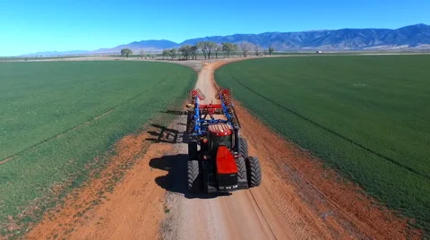 Red Tractor at Work Stock Footage 52254872