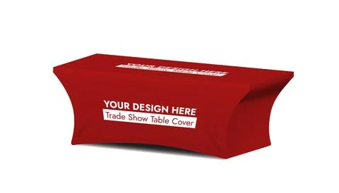 Red Trade Show Table Cover on White Background Vector Illustration. Illustrazione stock