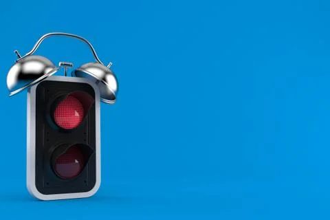 Red traffic light with alarm clock イラスト素材