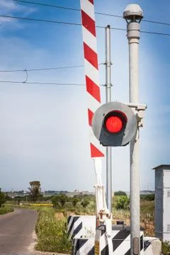 Red traffic light crossing level Stock Photos