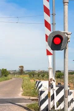 Red traffic light crossing level Stock Photos