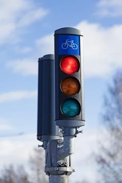 Red traffic light for cyclists Stock Photos