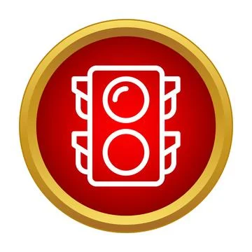 Red traffic light icon symbolizing stop and warning Stock Illustration