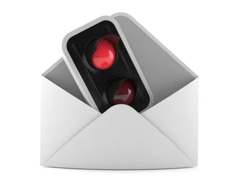 Red traffic light inside envelope イラスト素材