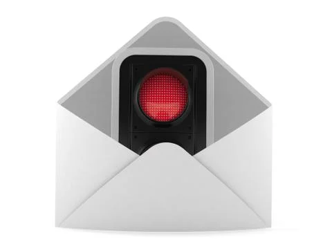 Red traffic light inside envelope Stock Illustration