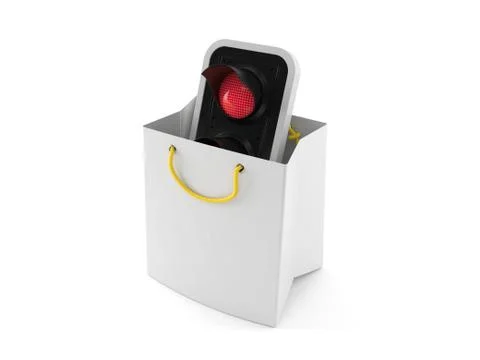 Red traffic light inside shopping bag Illustration