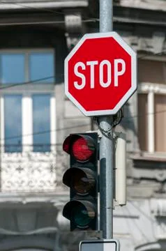 Red traffic light. Stock Photos