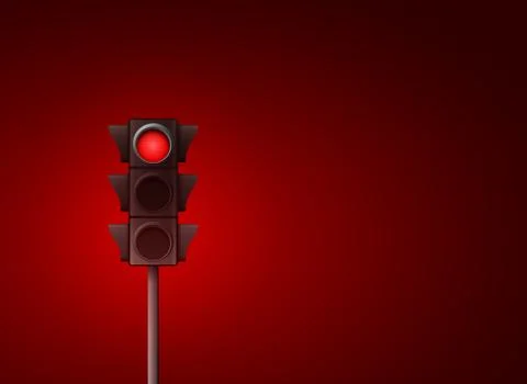 Red traffic light vector background. Signal stoplight road warning lamp Stock Illustration