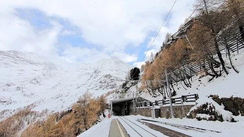Red train of the Bernina Stock Footage 104104277