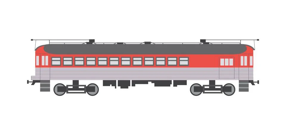 Red train carriage for composition, flat cartoon vector illustration isolated Illustrazione stock