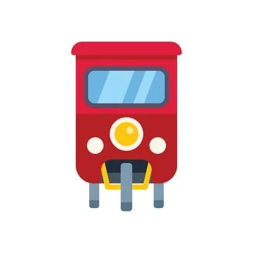 Red train front view approaching on rails public transportation icon Stock Illustration