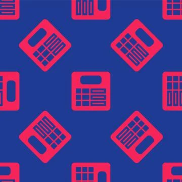 Red Train station board icon isolated seamless pattern on blue background Stock Illustration
