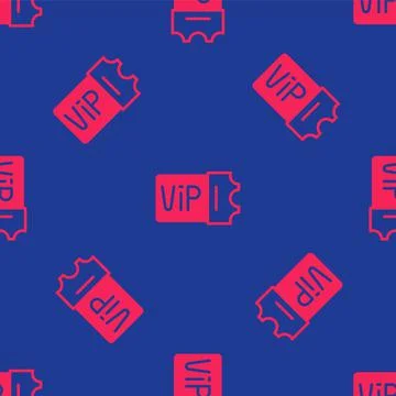 Red Train ticket icon isolated seamless pattern on blue background. Travel by Stock Illustration