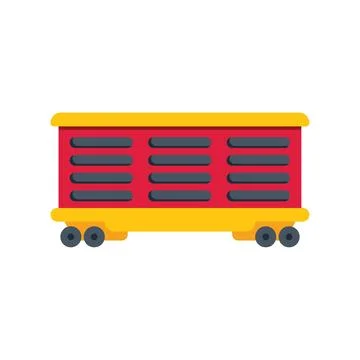 Red train wagon delivering cargo on railroad track Stock Illustration