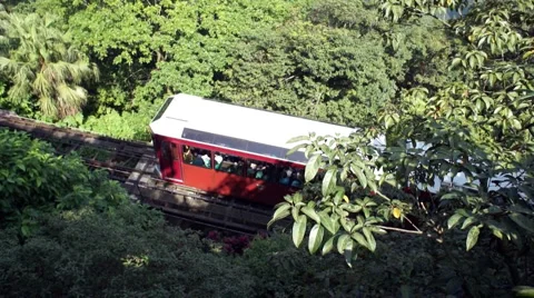 Red Tram Car in Forest Stock Footage 1046024