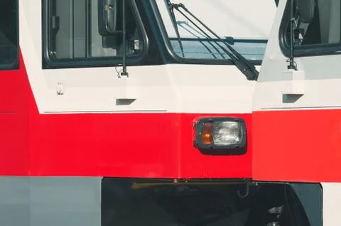 Red Tram Closeup Stock Photos