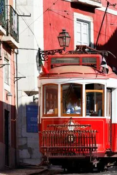 Red tram Stock Photos