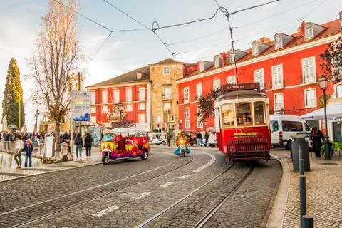 Red Tram Stock Photos