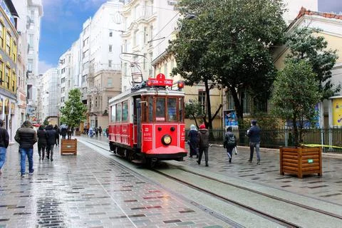 Red tram Stock Photos