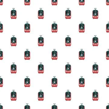 Red tram repeating pattern seamless public transportation background Illustrazione stock