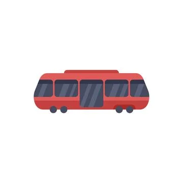 Red tram train public transportation side view minimalist illustration Stock Illustration