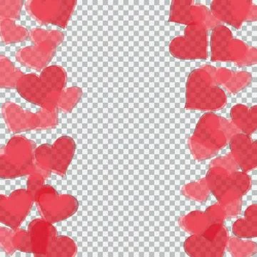 Red translucent heart located on both sides. Checker background. Valentine'.. Stock Illustration