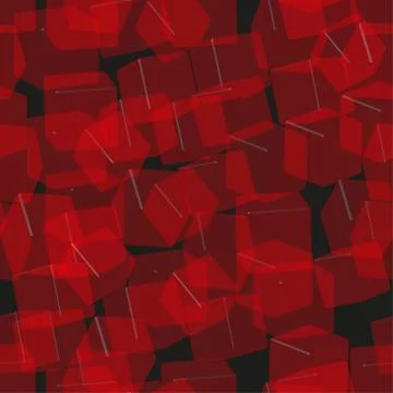 Red Transparent Cubes Seamless Pattern, 3D Illustration Stock Illustration
