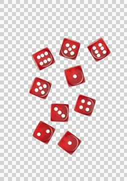 Red transparent dice calculation from six to one Stock Photos