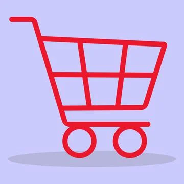Red trash icon. Vector icon of a grocery cart. Stock Illustration