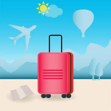 Red travel suitcase Stock Illustration