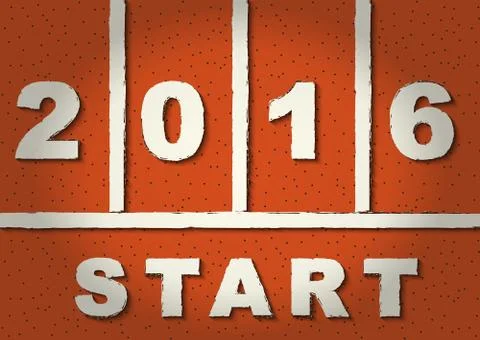 Red treadmill at stadium with start in 2016 Stock Illustration