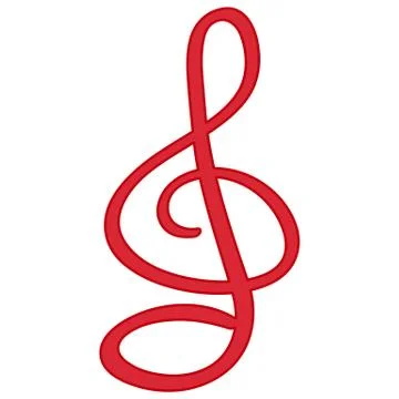 Red treble clef isolated vector symbol Ilustração Stock
