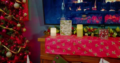 Red Tree Christmas Slider Shot Stock Footage 296203261