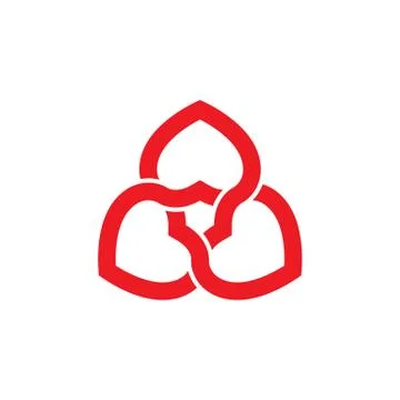 Red tree hearts interconnect interlocking Stock Illustration