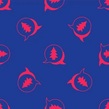 Red Tree icon isolated seamless pattern on blue background. Forest symbol Illustrazione stock