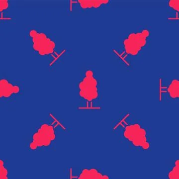 Red Tree icon isolated seamless pattern on blue background. Forest symbol Illustrazione stock