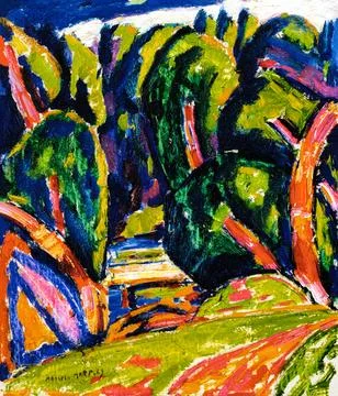 Red Tree by Marsden Hartley. Stock Illustration