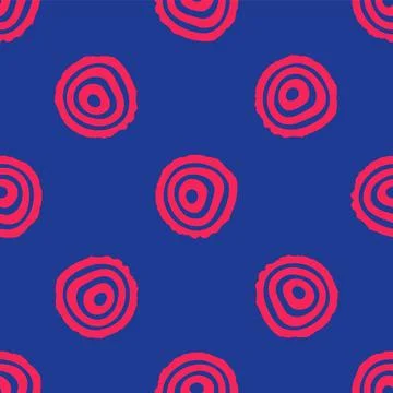 Red Tree rings icon isolated seamless pattern on blue background. Wooden cross Stock Illustration