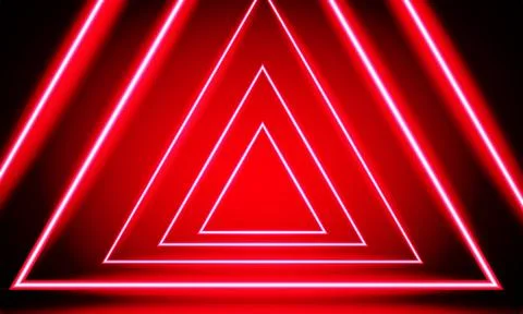 Red triangle abstract neon effect Stock Illustration