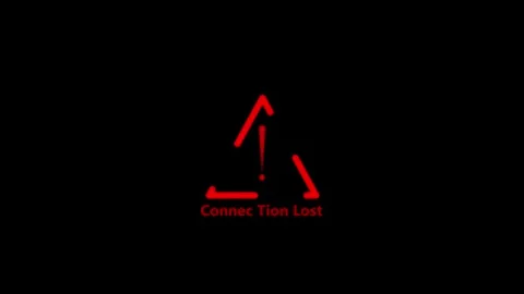 Red Triangle Alert Symbol Connection Lost Error Message on Black Background.. Stock Footage 340123637