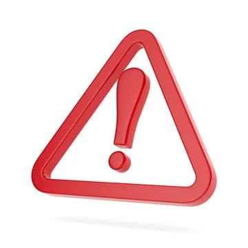 Red triangle and exclamation point on white background. Isolated 3D illustr.. Stock Illustration