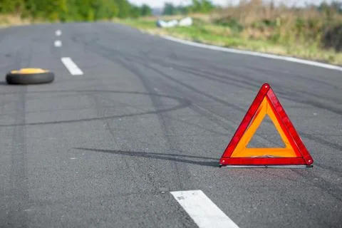 Red triangle of a car Stock Photos