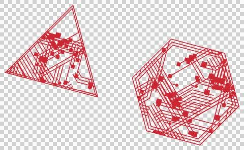 Red triangle circuit pattern isolated PNG with transparent background Stock Photos