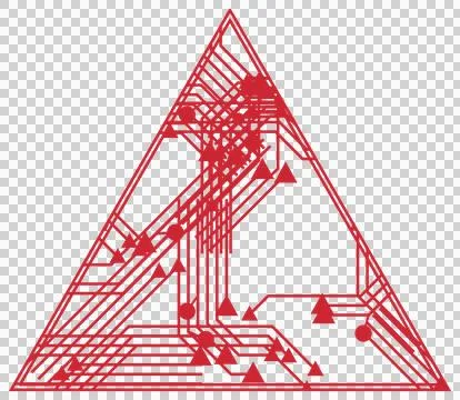 Red triangle circuit pattern transparent PNG Stock Photos