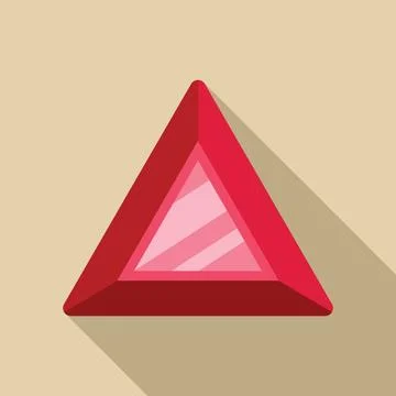 Red triangle gemstone shining with long shadow イラスト素材